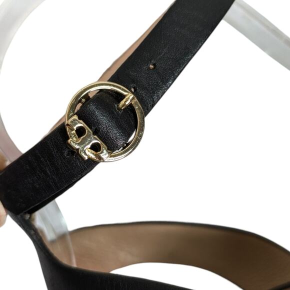 Tory Burch Estella Sandals 7.5 Crystal Embellished Leather Wedge Ankle Strap - Picture 11 of 15